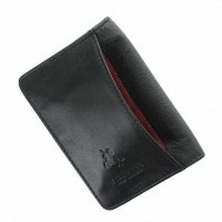 Кожаная визитница с RFID защитой Visconti vsl24 blk/red