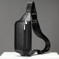 Мужская кожаная чёрная сумка на пояс Vintage 14999