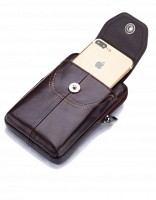 Кожаная коричневая сумка на пояс для смартфона Bull t1398