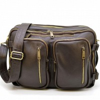 Кожаная коричневая сумка-рюкзак TARWA gc-7014-3md