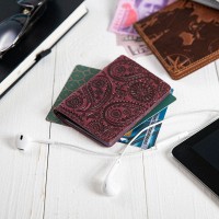 Обложка для документов из кожи HiArt AD-03 Shabby Plum Buta Art