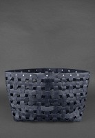 Кожаная плетеная женская сумка BlankNote Пазл Xl синяя Crazy Horse - BN-BAG-34-NN