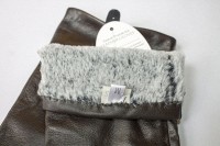 Женские темно-коричневые кожаные длинные перчатки Shust Gloves
