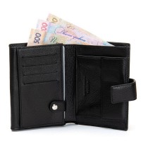 Мужской кожаный кошелек с правником DR. BOND M1CK black