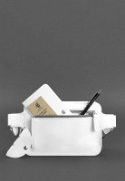 Кожаная женская поясная сумка Dropbag Mini BlankNote  белая BN-BAG-6-LIGHT-BW