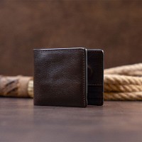 Мужское кожаное портмоне Amico  GRANDE PELLE 11307 Коричневое