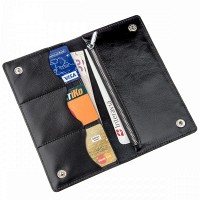 Мужской чёрный бумажник из натуральной кожи SHVIGEL 16195