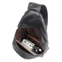 Кожаный черный мини-рюкзак John McDee jd4022a