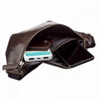 Мужская кожаная сумка бананка, сумка напоясная Grande Pelle 741620 