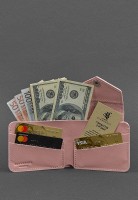 Женское кожаное портмоне  4.2 на кнопке розовое BN-PM-4-2-PINK-PEACH
