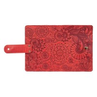 Обложка для паспорта из кожи Hi Art «Mehendi Art» PB-02/1 Shabby Red Berry