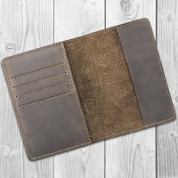 Обложка для паспорта из кожи HiArt PC-02 Shabby Gavana Brown 7 wonders of the world