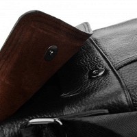 Мужская чёрная кожаная сумка Borsa Leather 1t8153m-black