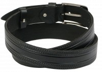 Кожаный мужской ремень Skipper 1122-38 черный ДхШ: 123х3,8 см.