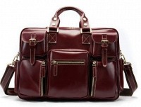 Мужская деловая кожаная сумка Vintage 14776 Бордовая