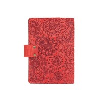 Обложка для паспорта из кожи Hi Art «Mehendi Art» PB-02/1 Shabby Red Berry