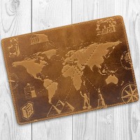 Обложка-органайзер для документов из кожи HiArt AD-01 Shabby Dingo 7 wonders of the world