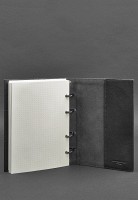 Кожаный блокнот на кольцах (софт-бук) BlankNote 9.0 с твердой черной обложкой - BN-SB-9-HARD-G