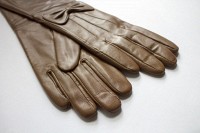 Женские коричневые кожаные длинные перчатки Shust Gloves