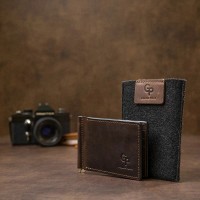 Кожаный зажим для купюр GRANDE PELLE 11473 Коричневый