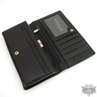 Женский черный кожаный кошелек 1301