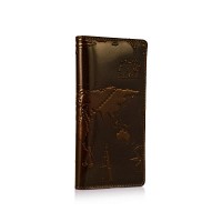 Кожаный бумажник Hi Art WP-02 7 wonders of the world коричневый