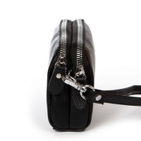 Женская кожаная косметичка-клюлчница Cosmetic 6002-A black
