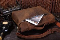 Мужской кожаный коричневый портфель John McDee jd7082r