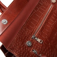 Женская кожаная сумка классическая ALEX RAI 5052 camel croco