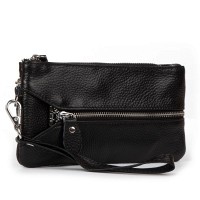 Женская кожаная косметичка-клюлчница Cosmetic bag 6001-A black