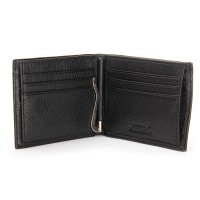 Мужской кожаный кошелек с зажимом для купюр BE BRETTON 168-24F black