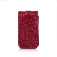 Красная ключница из кожи HiArt Mehendi Art