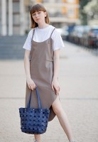 Кожаная плетеная женская сумка BlankNote Пазл L синяя Crazy Horse - BN-BAG-33-NN