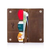 Кожаный бумажник Hi Art WP-05 Let's Go Travel коричневый