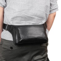 Мужская кожаная сумка бананка, сумка напоясная John McDee JD3016A