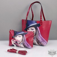 Большая дизайнерская женская красная сумка Rose Heart