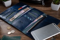 Портмоне из натуральной кожи Hi Art WP-08br Crystal Blue