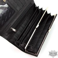 Женский черный кожаный кошелек 1301