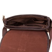 Мужская коричневая вместительная сумка-почтальонка из качественного кожзаменителя BONIS