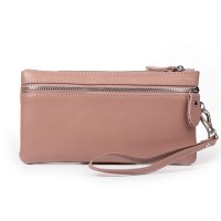 Женская кожаная косметичка-клюлчница Cosmetic bag 6001-A pink