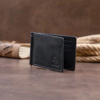 Кожаный зажим для купюр GRANDE PELLE 11296 Черный