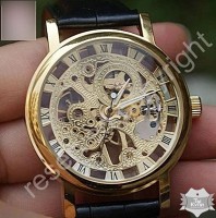 Женские часы скелетон Winner Gold Brown (1113)