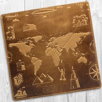 Кожаный бумажник Hi Art «7 wonders of the world» WP-02 Shabby Dingo