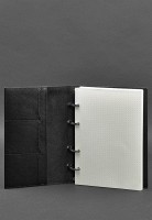 Кожаный блокнот на кольцах (софт-бук) BlankNote 9.0 с твердой угольно-черной обложкой - BN-SB-9-HARD-YGOL 