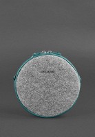 Женская фетровая круглая сумка  BlankNote Таблетка с кожаными бирюзовыми вставками BN-BAG-23-FELT-TIFFANY