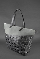 Кожаная плетеная женская сумка BlankNote Пазл Xl черная Krast - BN-BAG-34-G