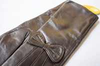 Женские темно-коричневые кожаные длинные перчатки Shust Gloves