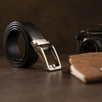 Ремень мужской кожаный Vintage 20306 Черный