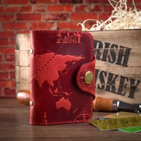 Картхолдер из кожи HiArt CH-03 Shabby Red Berry 7 wonders of the world