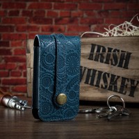 Ключница из кожи синяя HiArt Buta Art